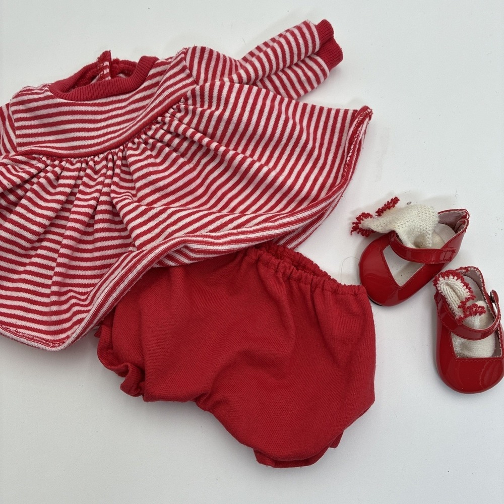 Pleasant Company Bitty Baby White Striped Dress Bloomers Shoes Socks 90's